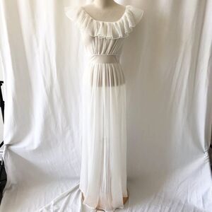 Vintage Rogers white nylon accordion sheer dress S